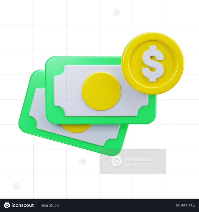 Notas de dinero  3D Icon