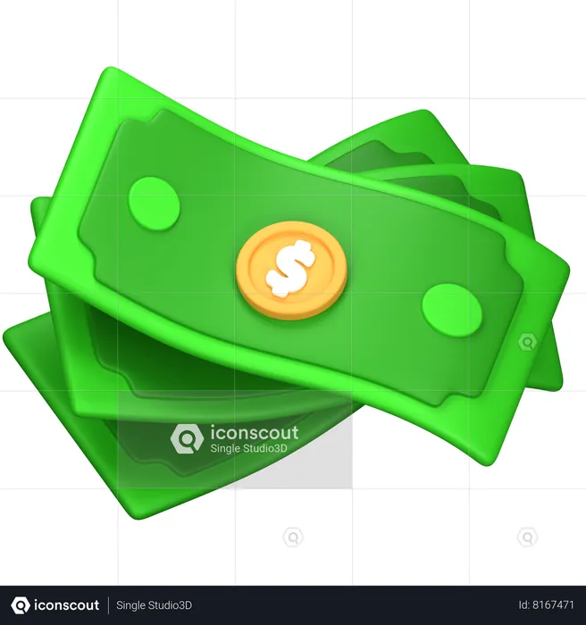 Billets de dollars  3D Icon