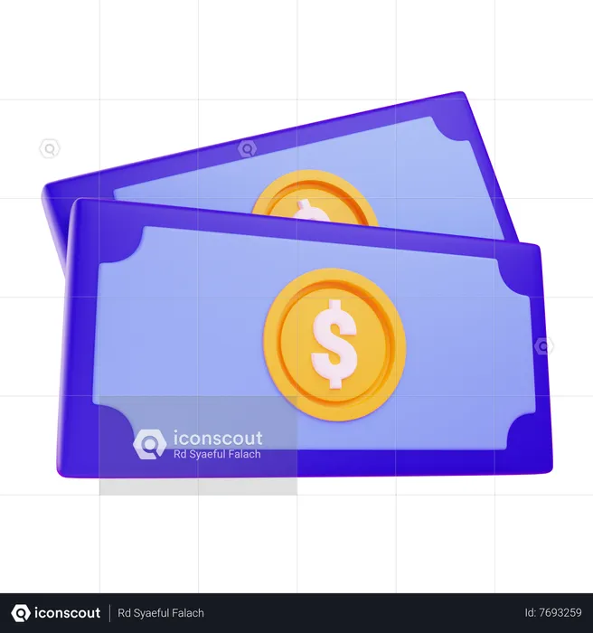 Billets de dollars  3D Icon