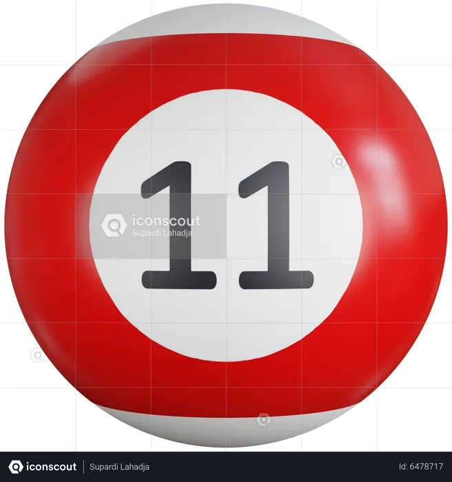 Billiard Ball With Number Eleven  3D Icon