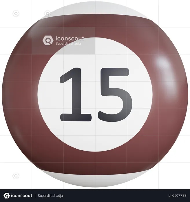 Billiard Ball With Number Fifteen  3D Icon