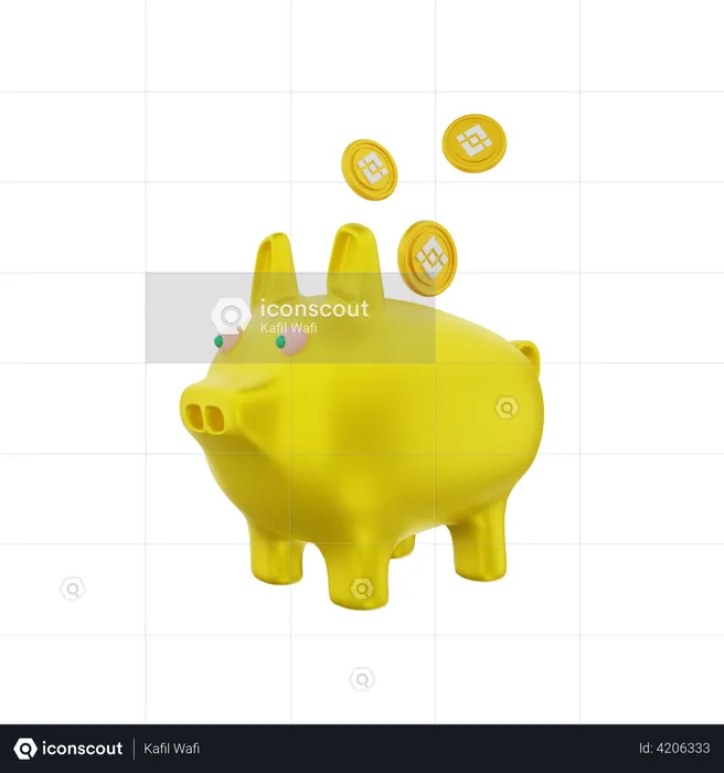 Alcancía binance  3D Illustration