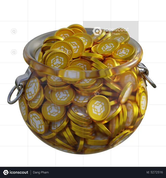 Bote de vidrio transparente Binance Coin (BNB)  3D Icon