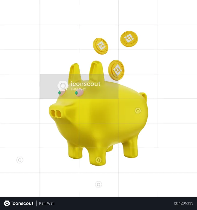 Binance Piggy Bank  3D Illustration