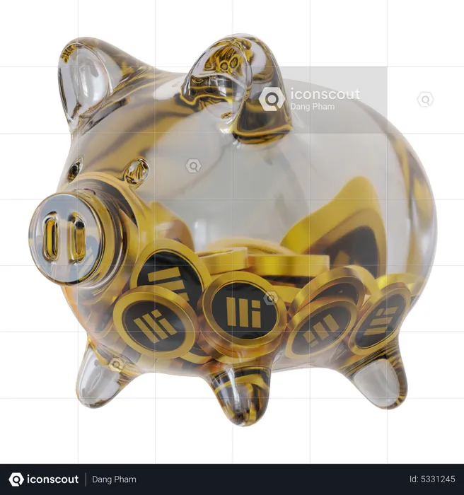 Binance USD (BUSD) Clear Glass Piggy Bank  3D Icon