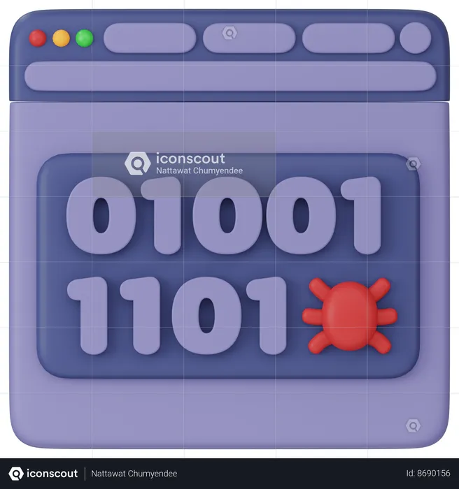 Binary Bug Error  3D Icon