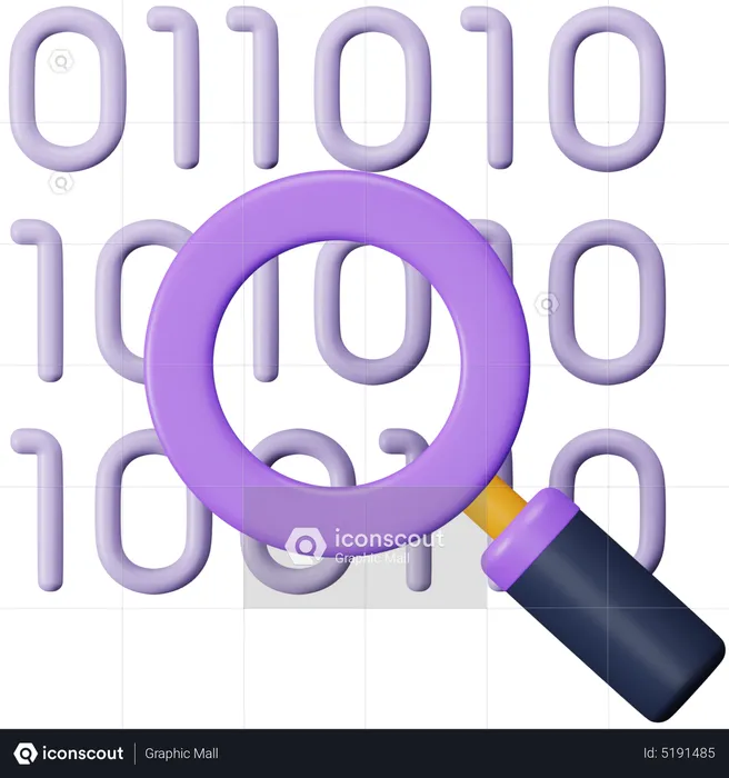 Binary Code Search  3D Icon