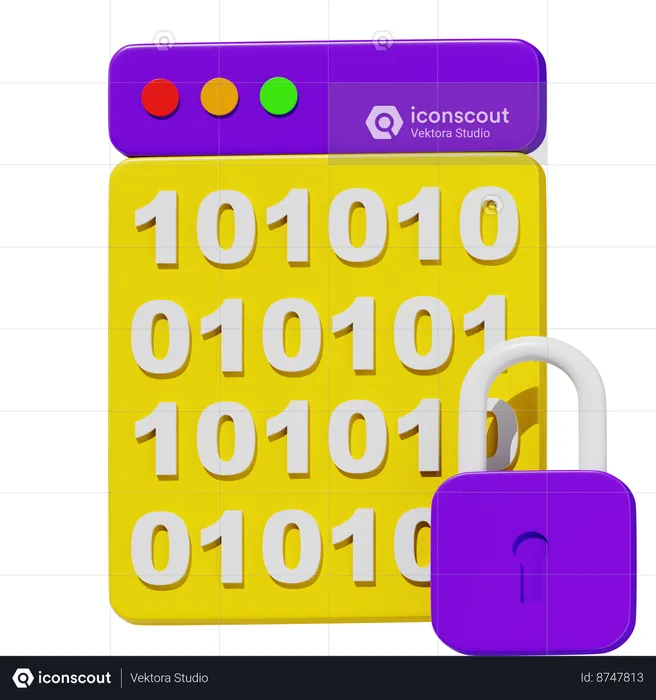 Binary Code Security  3D Icon