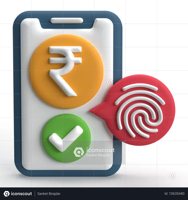 Biometric Money Security  3D Icon