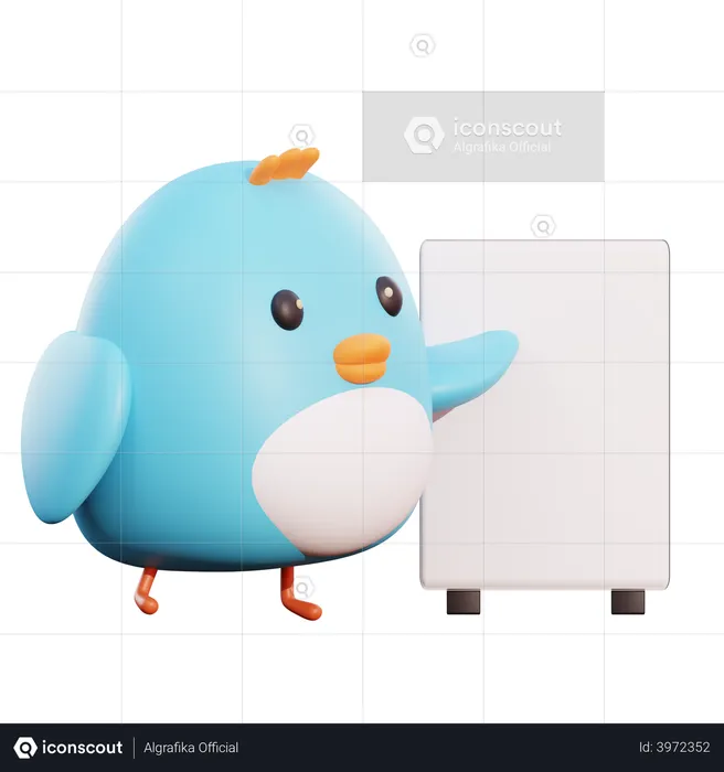 Bird Holding Placard  3D Illustration