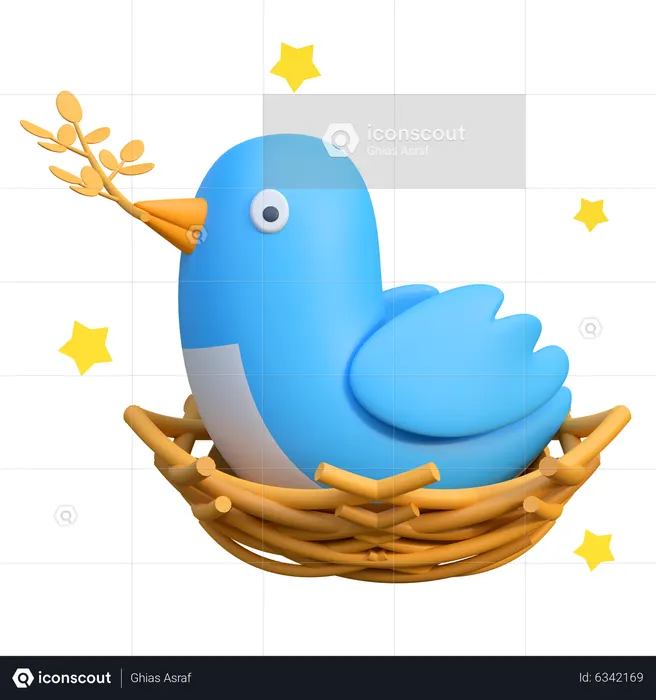 Bird In Nest  3D Icon