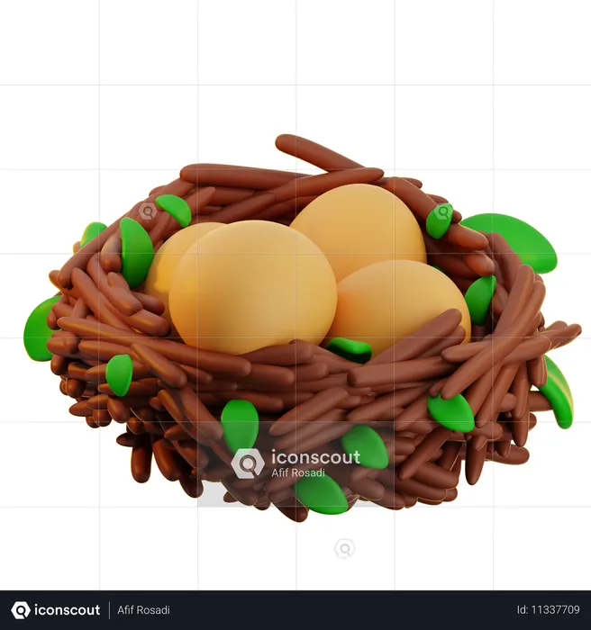 Bird Nest Eggs  3D Icon