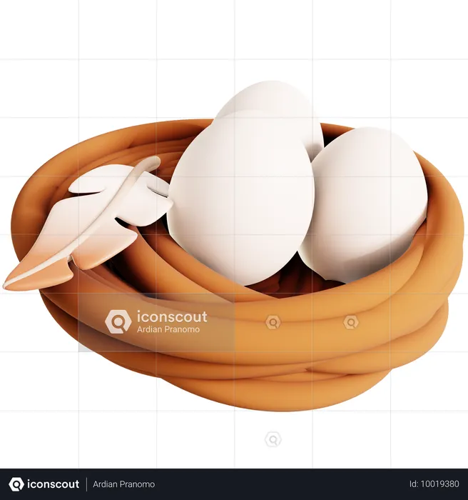 Bird Nest With Eggs  3D Icon