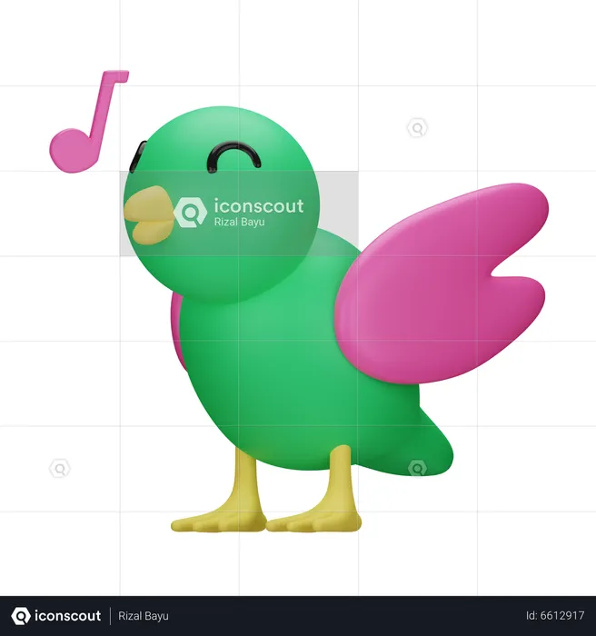 Bird Sing  3D Icon