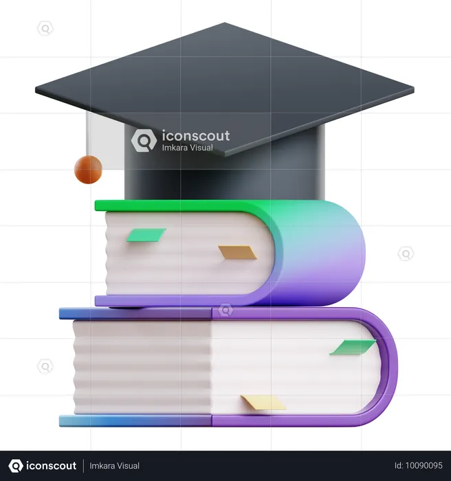 Birrete de graduación en libro  3D Icon