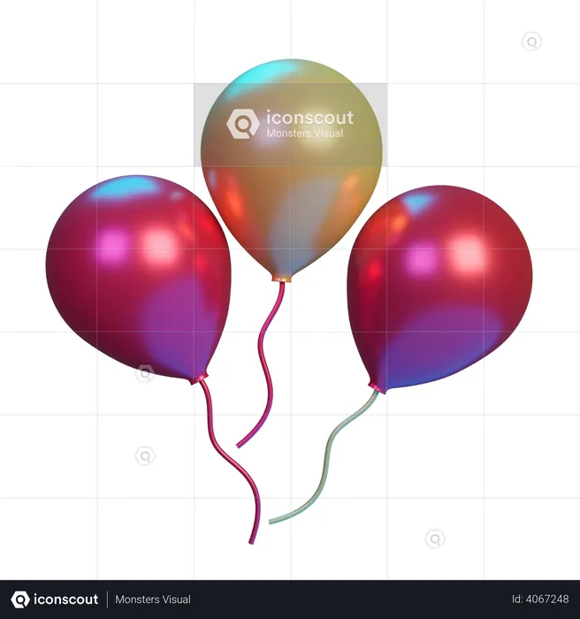 Birthday balloons  3D Illustration