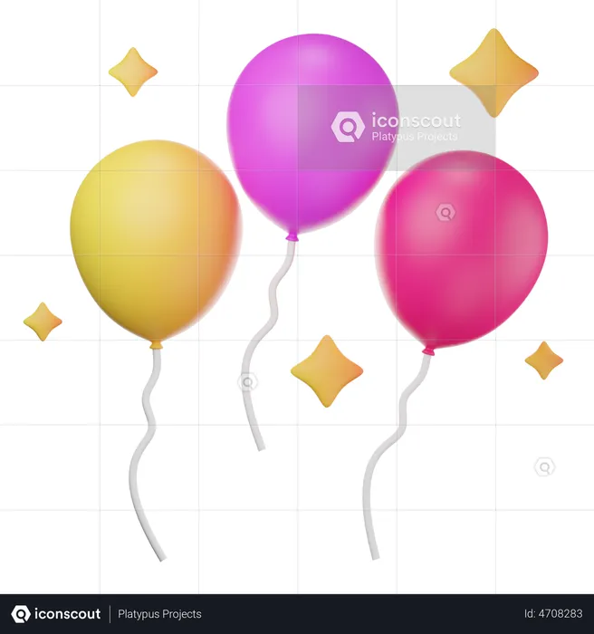 Birthday Balloons  3D Illustration