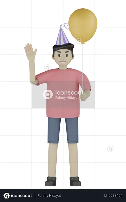 Birthday Boy Say Hi  3D Illustration