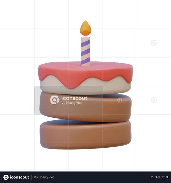 Birthday Cake  3D Illustration