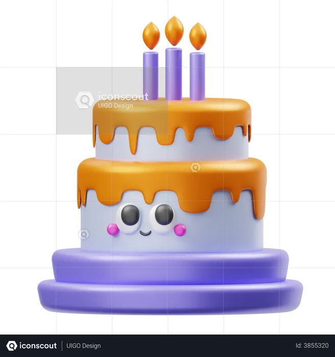 Birthday Cake  3D Illustration