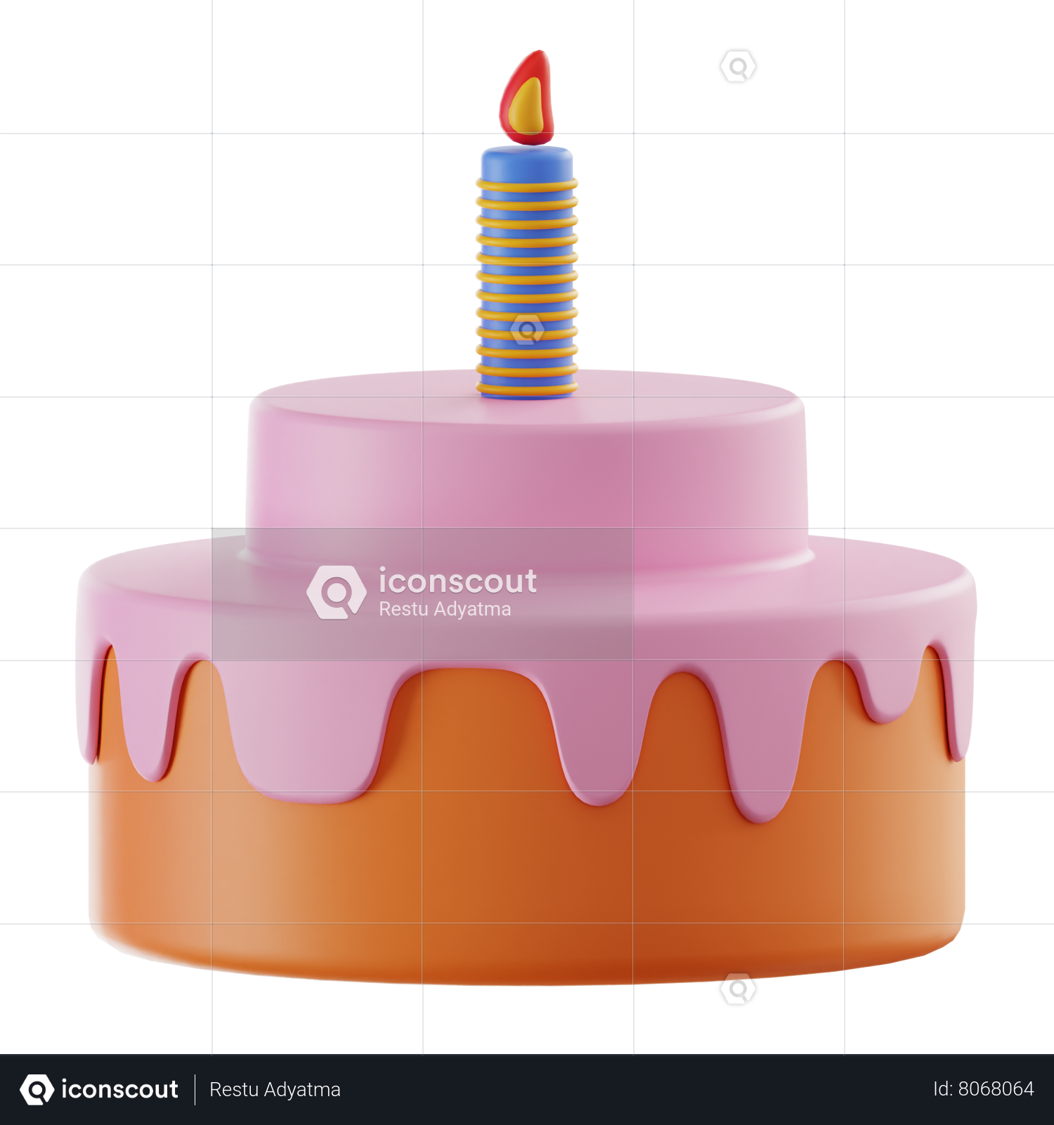 Birthday Cake Emoji 3D Icon download in PNG, OBJ or Blend format