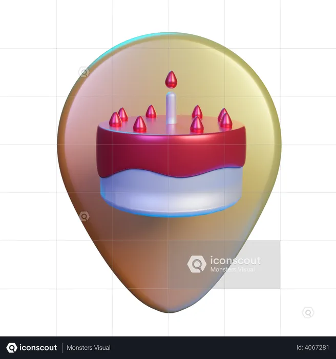 Birthday cake location  3D Illustration
