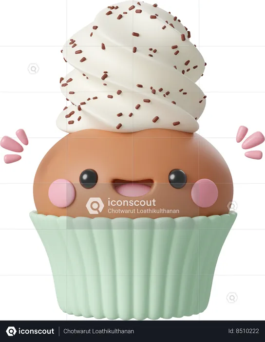 Birthday Cupcake  3D Icon