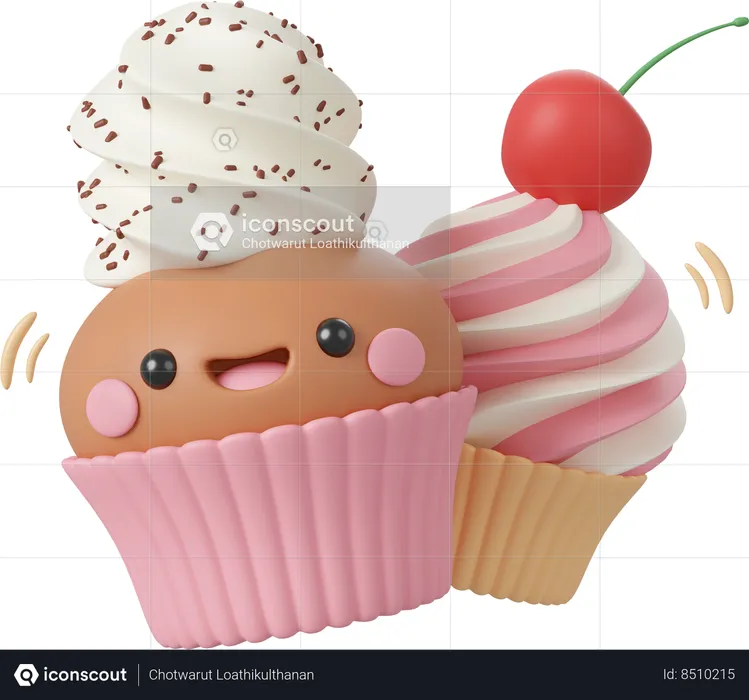 Birthday Cupcake  3D Icon