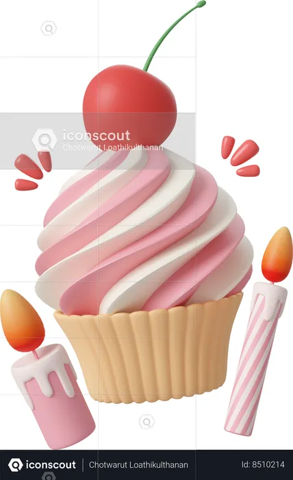 Birthday Cupcake  3D Icon