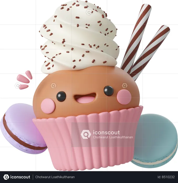 Birthday Cupcake  3D Icon