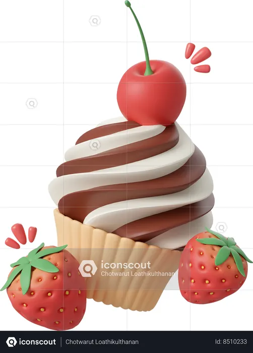 Birthday Cupcake  3D Icon