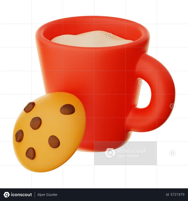 Biscoito e copo de leite  3D Icon