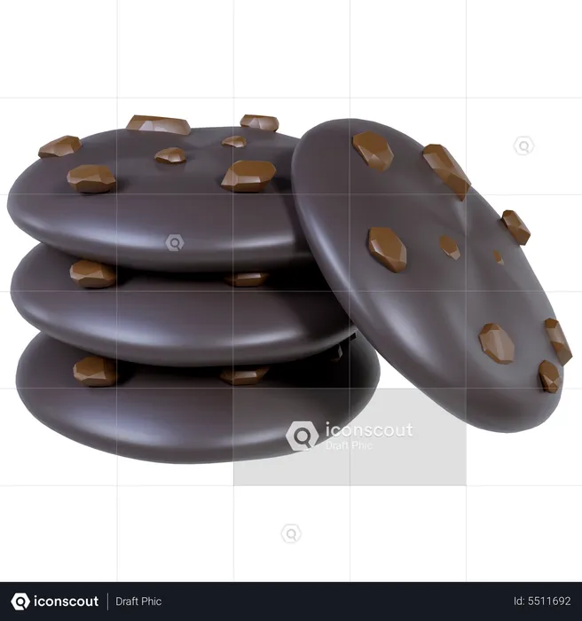 Biscuits nappés chocolat noir  3D Icon