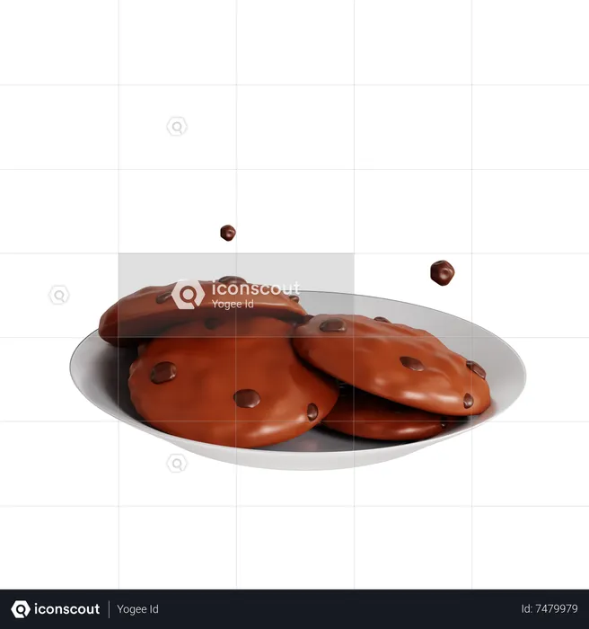 Biscuits nappés chocolat noir  3D Icon