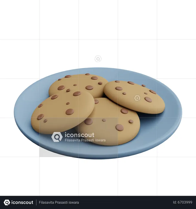 Biscuits Plate  3D Icon