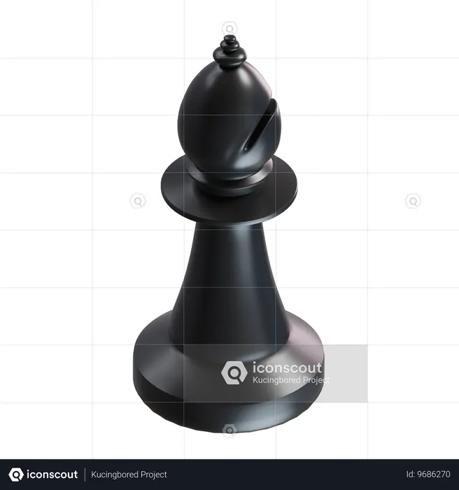 Bishop Chess Piece Black  3D Icon