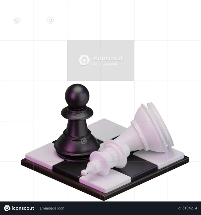 Bispo preto mata peão branco  3D Icon