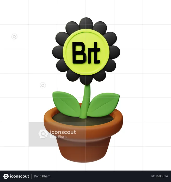 Bit Crypto Plant Pot  3D Icon