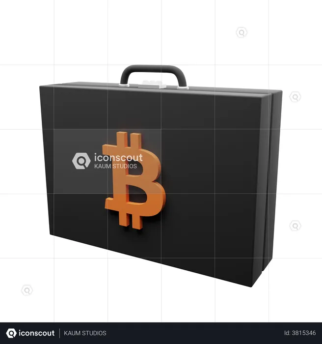 Bitcoin-Aktentasche  3D Illustration