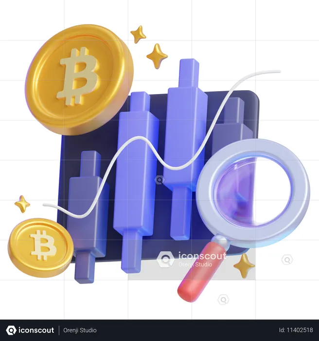Bitcoin analysis  3D Icon