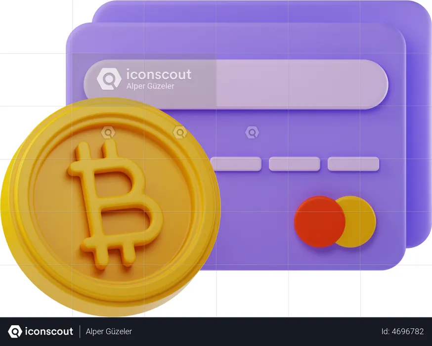 Bitcoin And Bank Card  3D Illustration