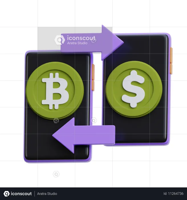Bitcoin And Dollar Currency Exchange  3D Icon