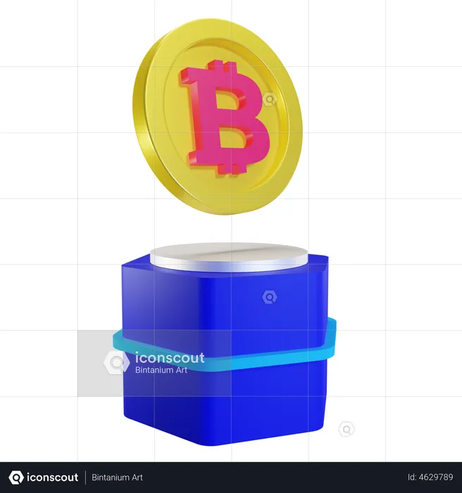 Bitcoin auf dem Podium  3D Illustration