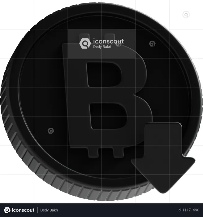 Bitcoin em baixa  3D Icon