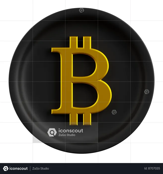 Bitcoin Black and Gold  3D Icon