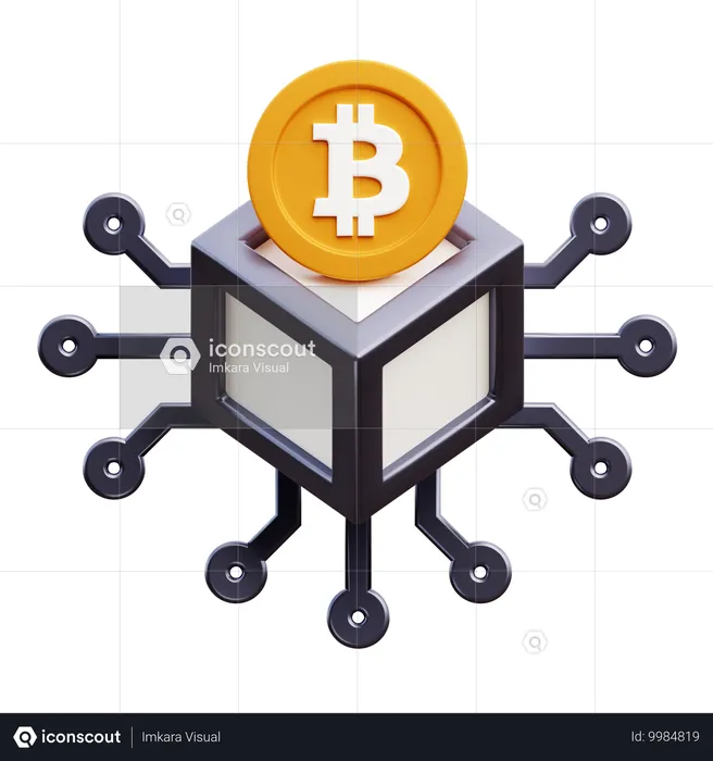 Blockchain de bitcoins  3D Icon