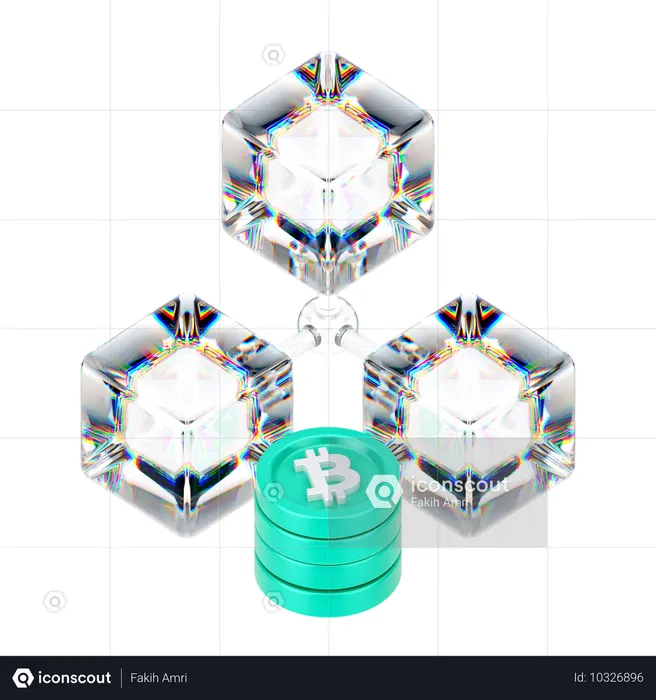 비트코인 블록체인  3D Icon