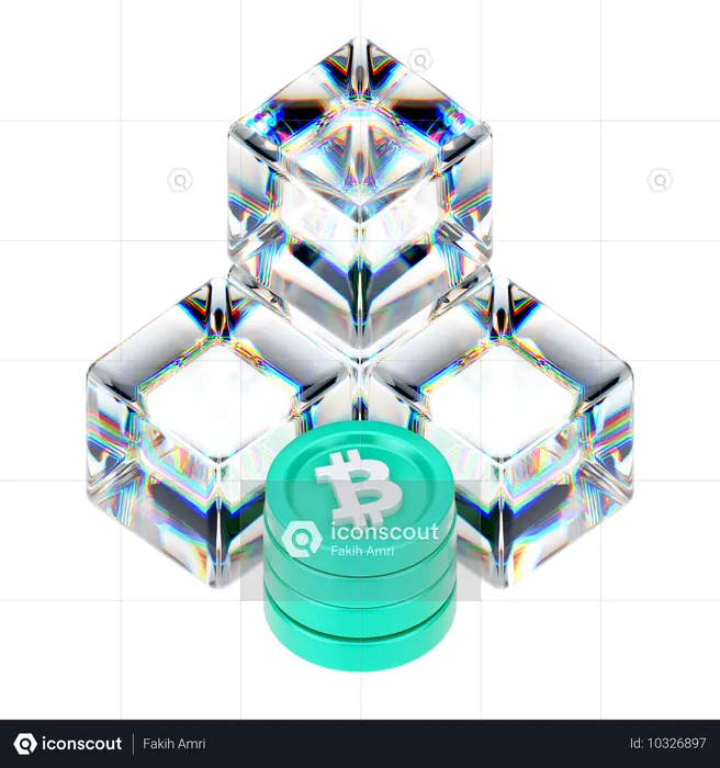 비트코인 블록체인  3D Icon