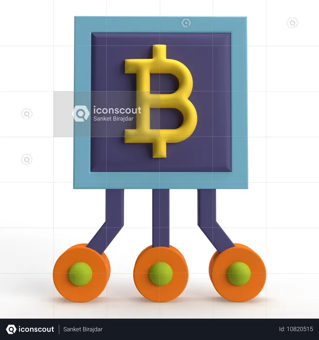 Bitcoin Blockchain  3D Icon