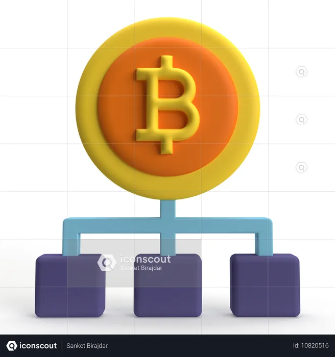 Bitcoin Blockchain  3D Icon